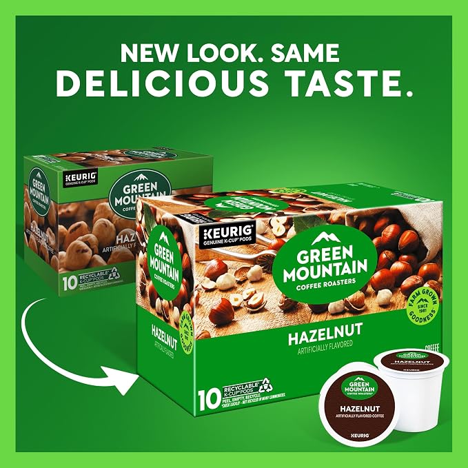 Green Mountain Coffee Roasters Hazelnut, Keurig Single Serve K-Cup Pods, Light Roast Coffee, 60 Count, (6 Packs of 10)