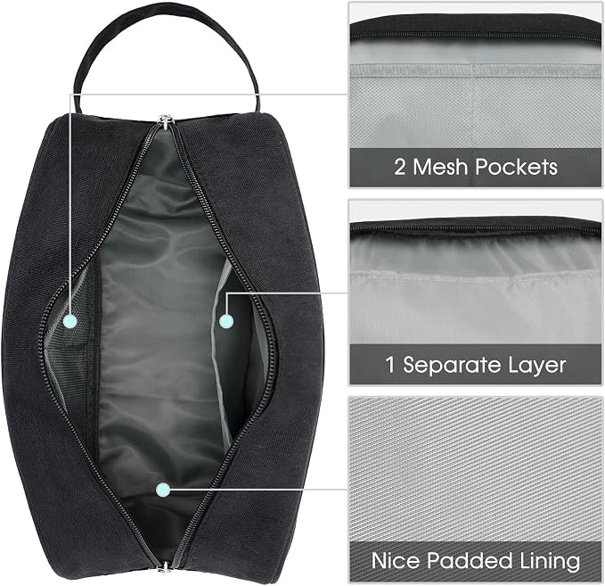 Narwey Travel Toiletry Bag for Women Traveling Dopp Kit Men Travel Bag for Toiletries Cosmetic Bag Makeup Bag Medicine Bag for Traveling (Black)