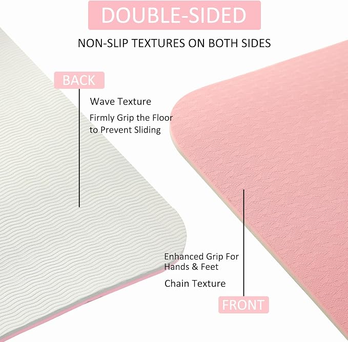 Thick and Wide Yoga Mat 72''x24''/35''(8mm/10mm) for Women and Men, Durable & Cushioned Yoga Mat with Carrying Strap for Pilates, Stretching and Home Workout