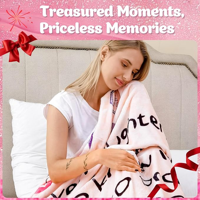 UFOORO Custom Blanket Gifts, Personalized Gifts, for Daughter, Soft Flannel Blankets Presents for Daughter/Son, Birthday Customized Blanket with Pictures