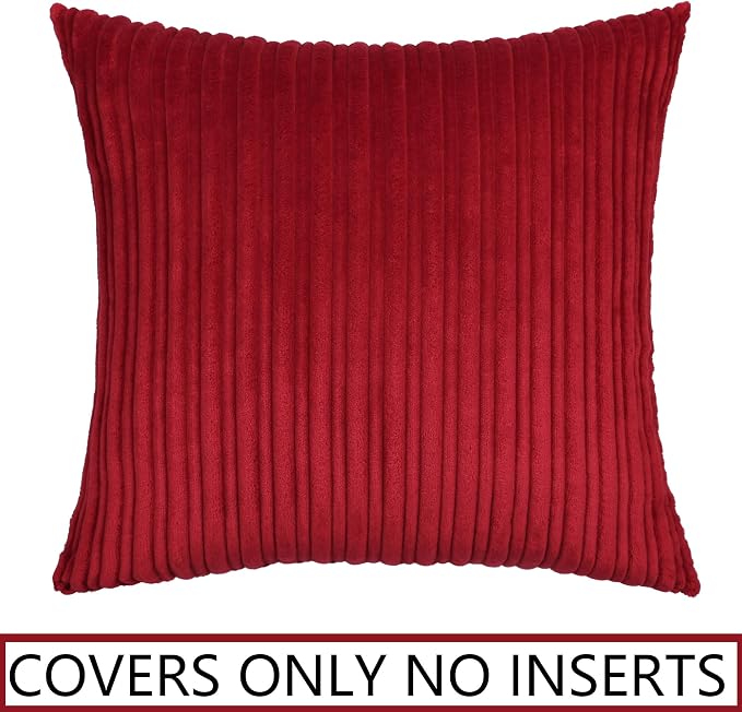 UGS UGASA Velvet Soft Soild Christmas Decorative Pillow Covers for Livingroom/Couch, 26"x26"(66x66cm), 1 Pc, Burgundy
