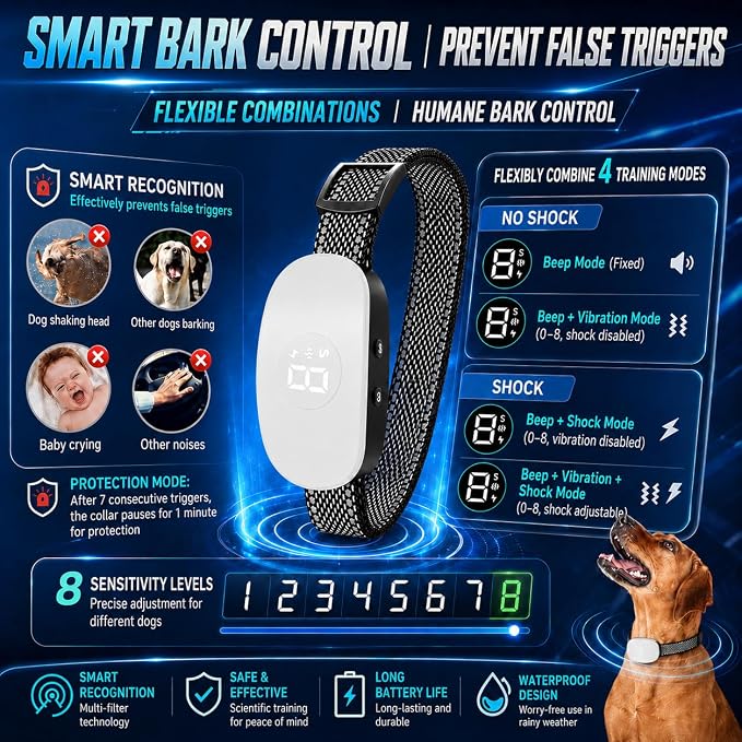 Dog Bark Collar;White