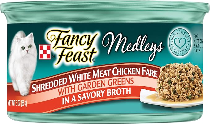 PURINA Fancy Feast Wet Cat Food Variety Pack, Medleys Shredded Fare Collection - (12) 3 oz. Cans (Pack of 2)