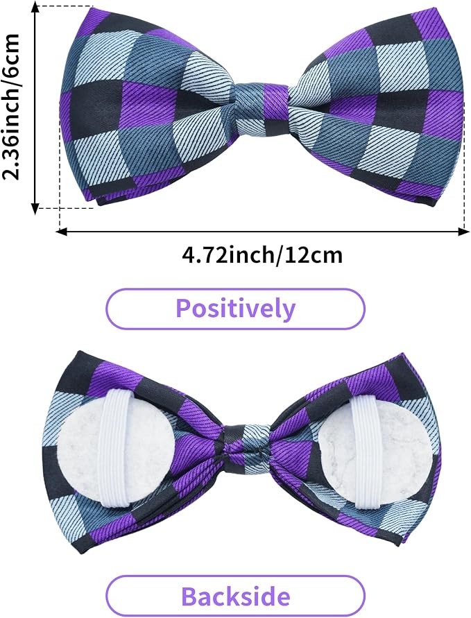 PET SHOW 5 Pack Plaid Dog Bowties for Large Dogs Slide on Collar
