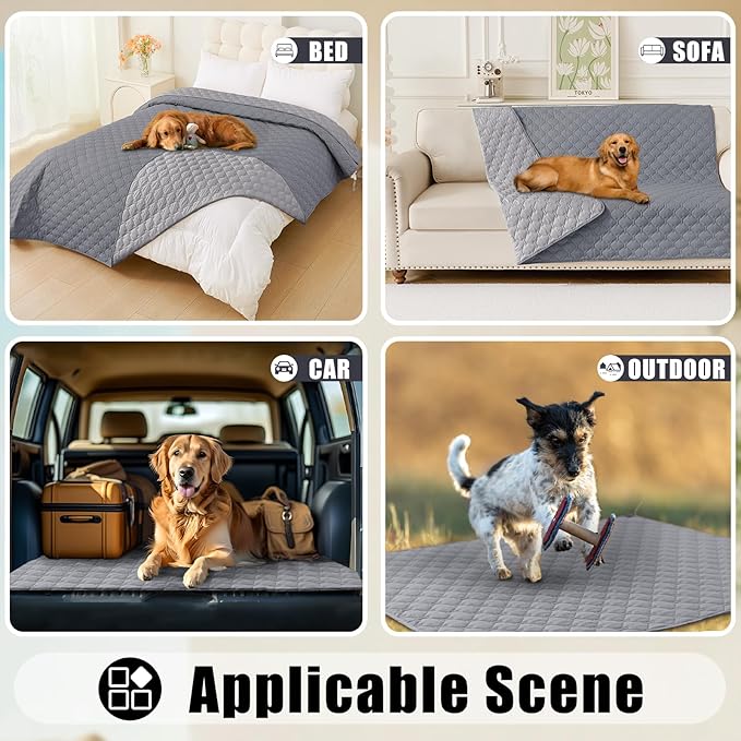 Smiry Waterproof Dog Bed Cover Blanket, Reversible Pet Blanket | Soft Reversible, Washable Leakproof Cats Dogs Couch Cover for Sofa, Couch, Furniture (82x82 Inch)