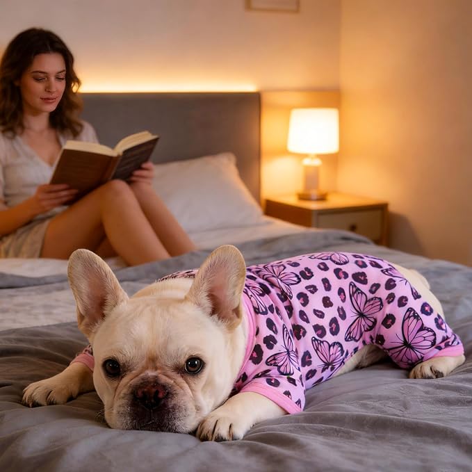 Dog Summer Pajamas Onesie Soft Breathable Puppy Jumpsuit Lightweight Dog Clothes for Small Medium Dogs Cat Pet Clothes(Pink Leopard, X-Large)