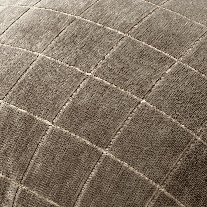 MIULEE Taupe Grey Plaid Decorative Fall Lumbar Pillow Covers 12x20 Set of 2 | Vintage, Check Chenille Couch Pillows, Boho Farmhouse Cushion Covers, Modern Home Decor for Sofa Bed Living Room