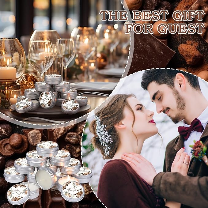 MTLEE 50 Pcs Love is Brewing Bridal Shower Candles Gift Favors for Guests 1 oz Lavender Scented Soy Wax Aromatherapy Coffee Candle Favors for Wedding Party Guests