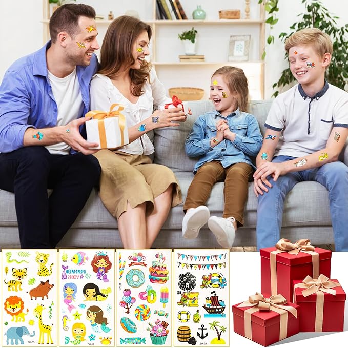 Tattoos for Kids, 300+ Mixed Styles Temporary Tattoos Stickers Set for Girls and Boys, Space Dinosaur Animals Butterfly Fish Tattoos for Kids Birthday Party Supplies Party Favors