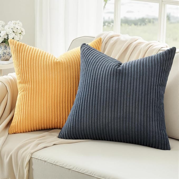 Topfinel Decorative Velvet Pillow Covers 18x18 New Blue and Orange Boho Farmhouse Couch Throw Pillows for Bed Pack of 4 Accent Modern Pillowcase Sofa Livingroom Home Decor