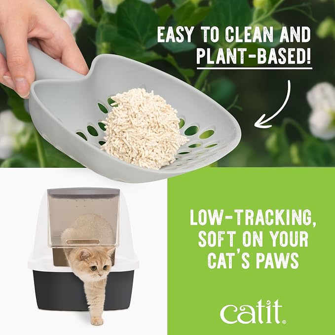 Catit Go Natural Pea Husk Clumping Cat Litter, Unscented, 12.3 lbs | Plant-Based, Eco-Friendly, Dust-Free & Flushable Cat Litter, Natural Clumping Formula, Low Tracking