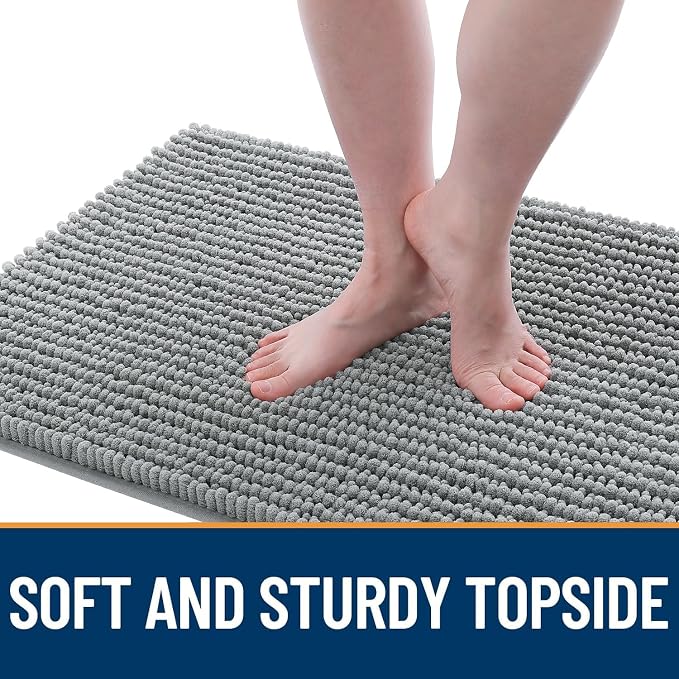 OLANLY Dog Door Mat for Muddy Paws 59x24, Extra Absorbent Chenille Mud Mat | Grey, Absorbs Moisture and Dirt, Non-Slip Machine Washable Doormat, Quick-Drying Indoor Entryway Floor Mat for Dogs