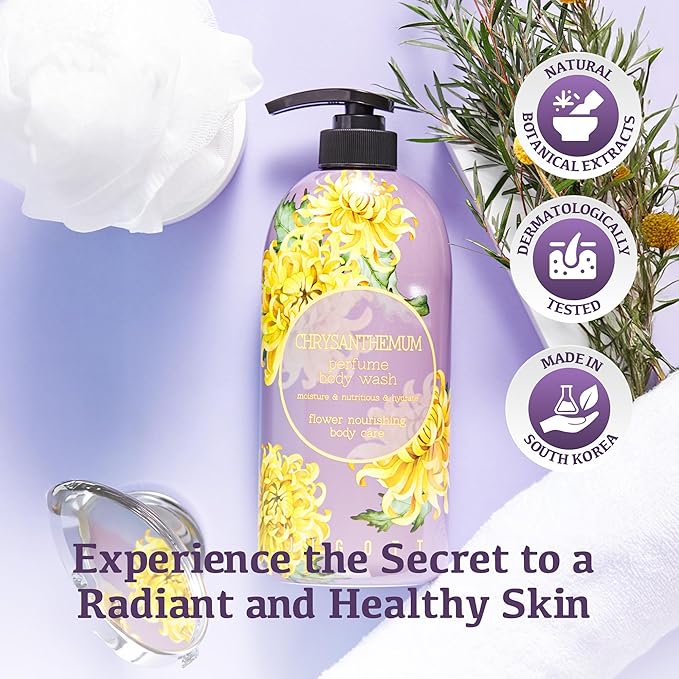 Jigott - Chrysanthemum Perfume Body Wash 25.3 FL OZ/ 750ml, Korean Beauty Cleansing Shower Gel