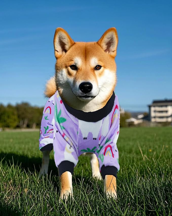 PET SHOW 4 Pack Spring Fleece Dog Pajamas Warm for Extra Large Dogs | Soft stretchy dogs onesies,boy girl pjs with sleeve,holiday jumpsuit costume for large pets,XXL