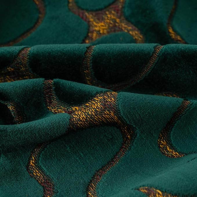 Green Square Throw Pillow Cover Wavy Velvet Cushion Cover Modern Zippered Pillowcase for Sofa Couch Bedroom Living Room Chair, 18 x 18 Inch