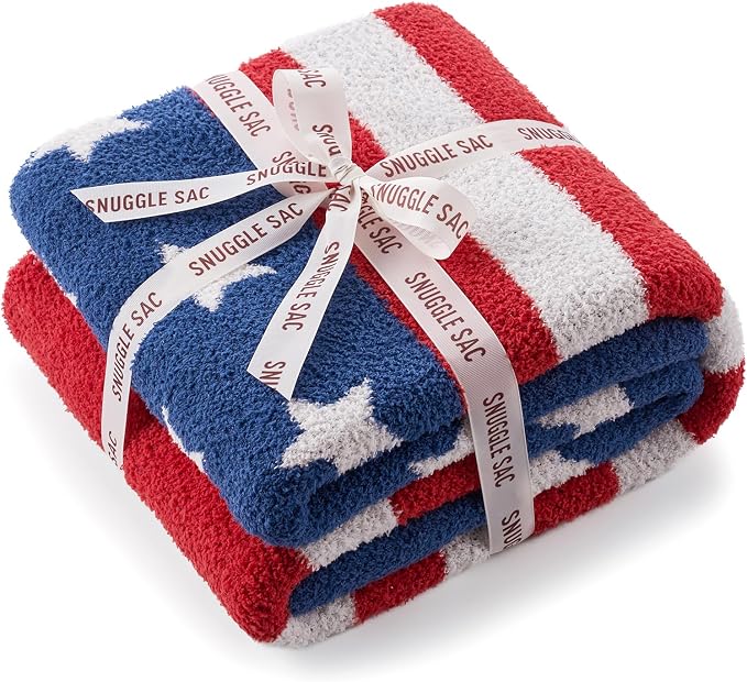 Snuggle Sac American Flag Patriotic Throw Blanket for Couch Sofa Bed, July 4th Blanket Ultra Soft Cozy Throw Blanket, 250th Anniversary USA Military Veteran July 4th Gift, 50x60 inches