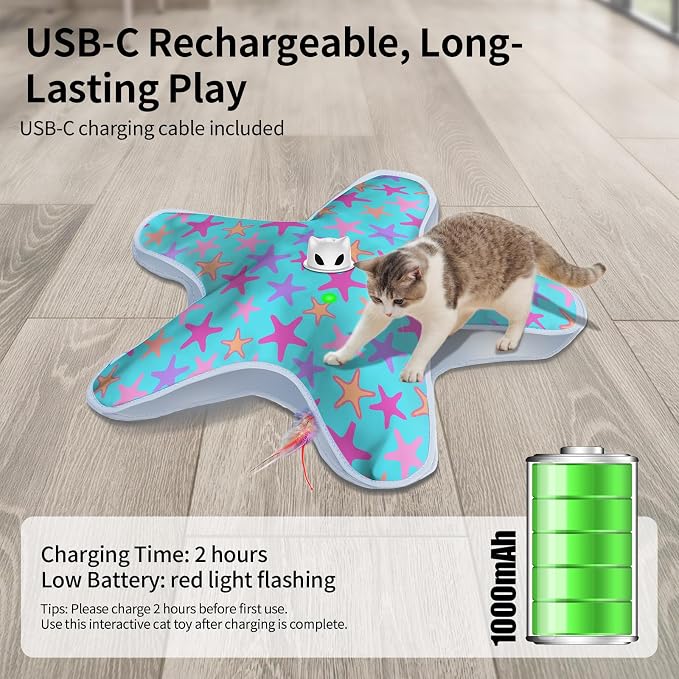 Interactive Cat Toys for Indoor Cats with Moving Concealed Feathers