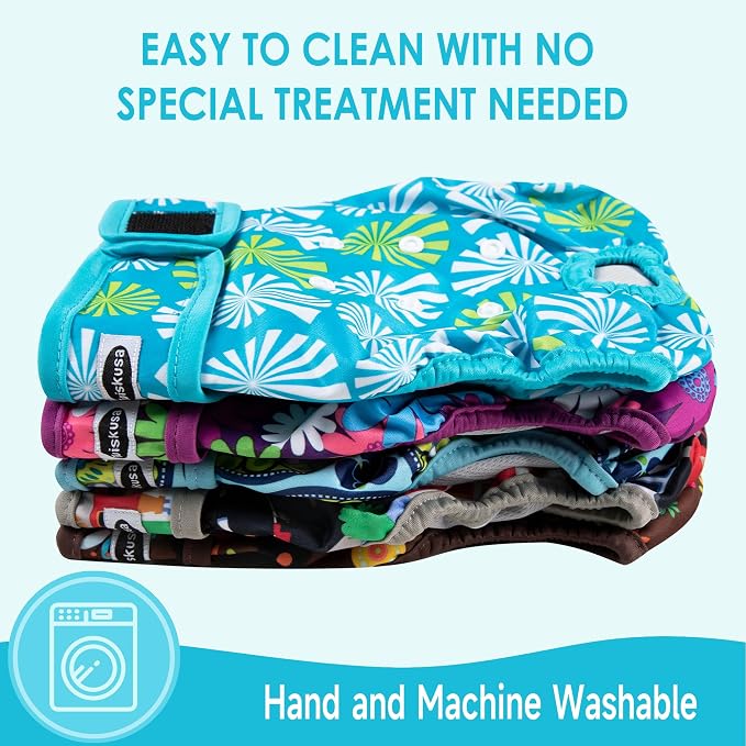 Tuiskusa Reusable Washable Dog Diapers Female, Highly Absorbent Doggie Diapers, Size Adjustable Puppy Diapers for Dog Period Panties(5 Pack)