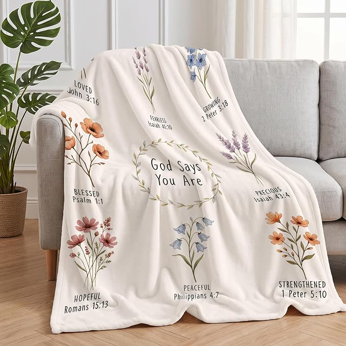 COMFAR Christian Gifts for Women Faith, Inspirational/Religious/Spiritual/Baptism Gifts for Adults/Girl, Soft Throw Blankets for Women/Men, First Holy Communion Gifts for Girls 50"x 60"