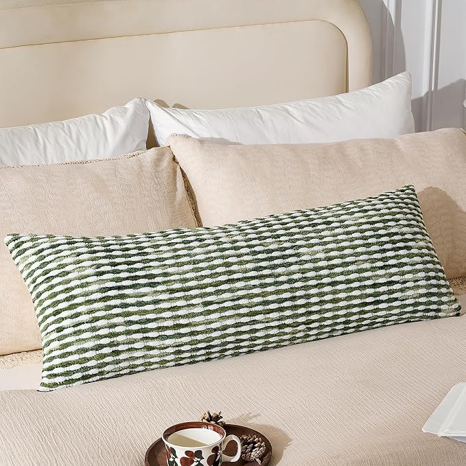Boho Chenille Pillow Cover Decorative Tufted Pillowcase for Couch Bed Sofa Bedroom Living Room Modern 14 x 36-Inch Sage Green