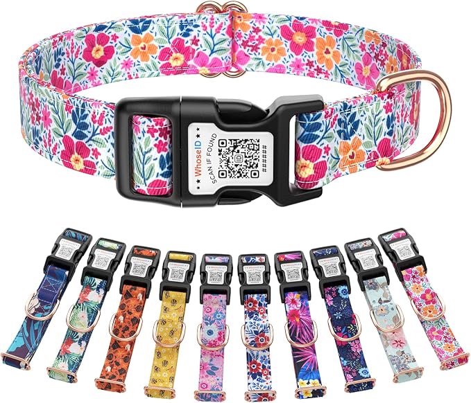 Dog Collar for Meidum Dogs with Smart QR Tags