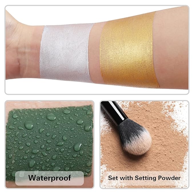 BOBISUKA Gold Face Paint Stick, Waterproof Metallic Golden Full Body Paint Sticks, Blendable Painting Kit for Halloween Makeup SFX Cosplay Special Effects Fancy Parties Cosplay Costume Stage