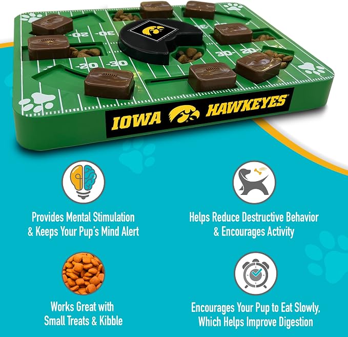 Pets First NCAA Iowa Hawkeyes Puzzle Toy, Puzzle Treat Dog Toy, Interactive Dog Treat Toy, Dog Puzzle Feeding Slow Toy