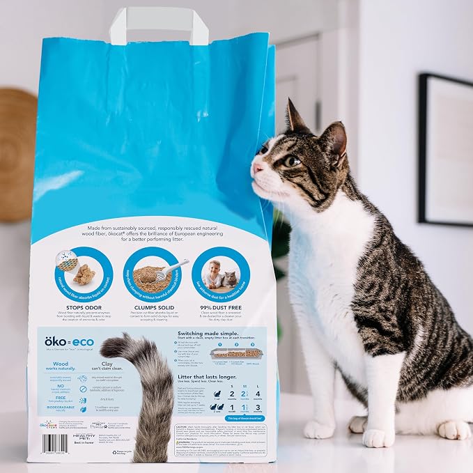 ökocat Original Natural Wood Clumping Cat Litter, Odor Control 18.8 lbs