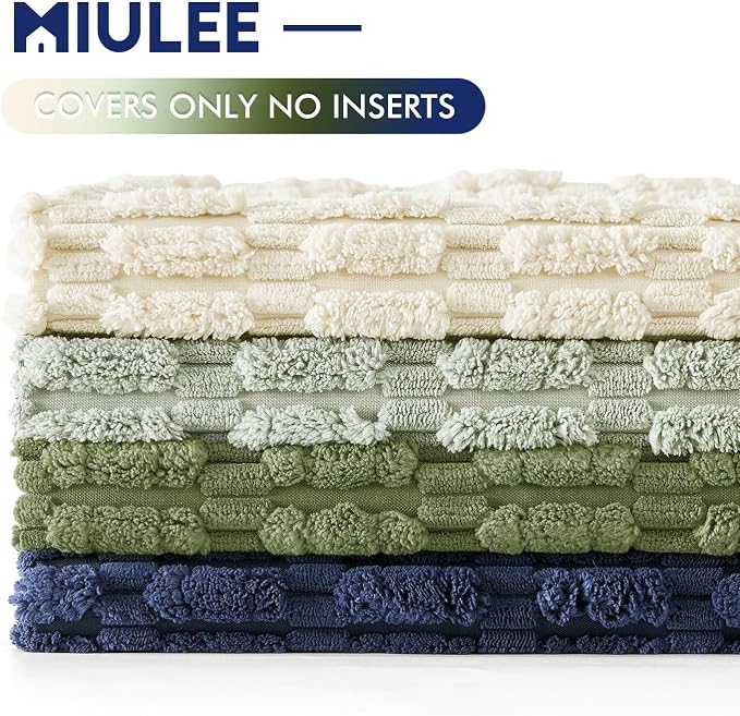MIULEE Set of 4 Soft Corduroy Throw Pillow Covers Green Blue 18x18 Inch | Modern Farmhouse Boho Decorative pillows,Accent Cushion Covers for Couch,Sofa,Bedroom
