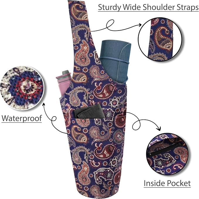 Yoga Mat Bag Yoga Tote Bag with Large Pocket and Zipper Pocket Yoga Mat Bag Carrier Fit Most Size Mats and All You Stuff