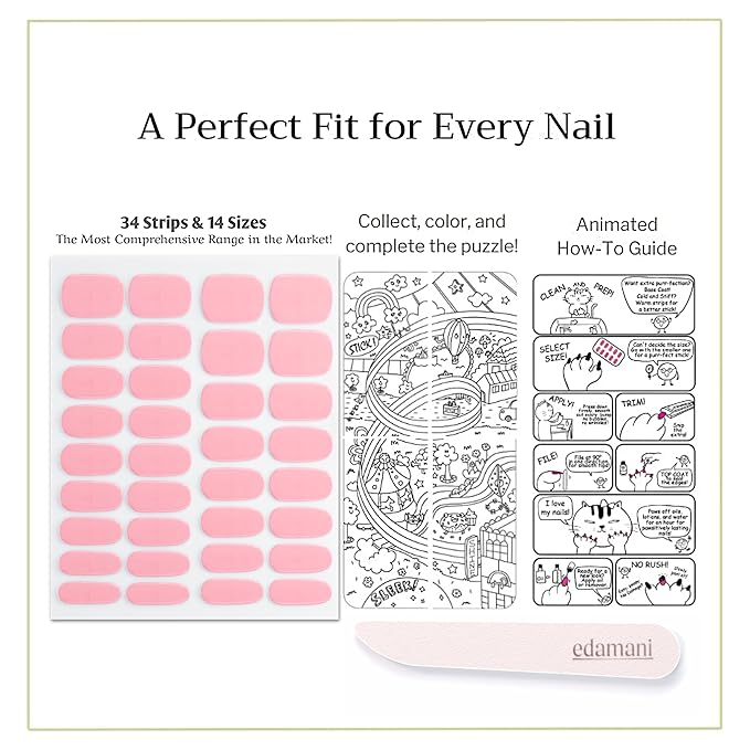 34 Piece Fully Cured Gel Nail Strips With No UV Light Needed, 14+ Days Gel Nail Polish Stickers, Salon Quality, Easy to Apply & Remove – Toxin Free, No Damage (Royal Radiance)