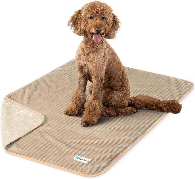 PetAmi Waterproof Dog Blanket, Leakproof Pet Blanket for Small Medium Large Cats, Soft Plush Reversible Sofa Couch Cover Protector, Washable Puppy Throw for Bed Crate, 60x80 in, Taupe Beige