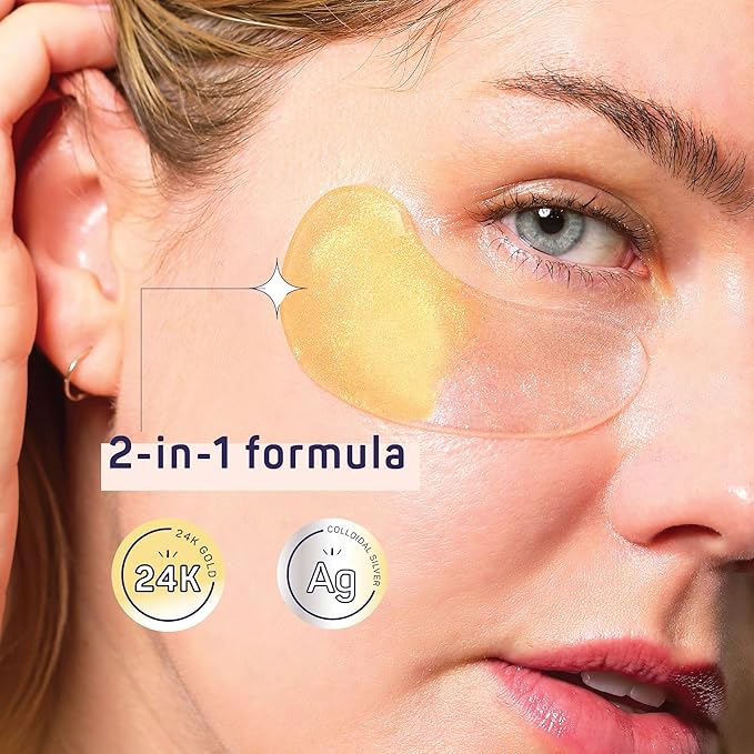 SpaLife Beauty Anti-Aging Under Eye Masks – Hydrogel Eye Patches for Fine Lines, Dryness, & Dullness with 24K Gold, Colloidal Silver – 2-in-1 Skincare Treatment – 48 Pairs