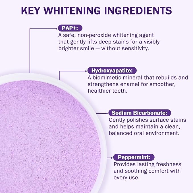 Teeth Whitening Powder, 2PCS Purple Toothpaste Whitening Powder | Teeth Whitening & Removes Stains & Breath Freshener | Hydroxyapatite, R5X Remineralizing for Coffee, Tea, Food, Wine, Tobacco Stains