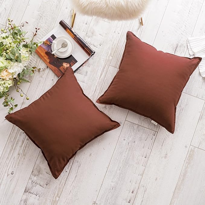 Jeanerlor 20"x20" Pillowcase Green Cousion Cover Decor Cotton Linen with Unique Design to Embellish Garden/Office/Chair/Bed/Couch,(50 x 50cm),Reddish Brown