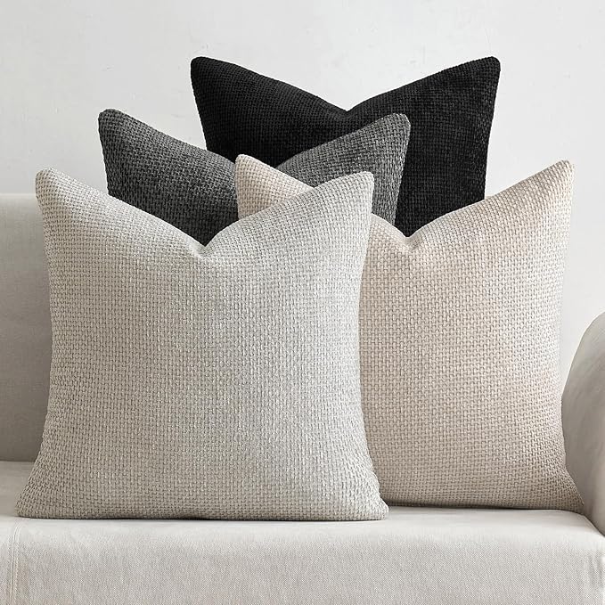MIULEE Throw Pillow Insert and Chenille Pillow Covers