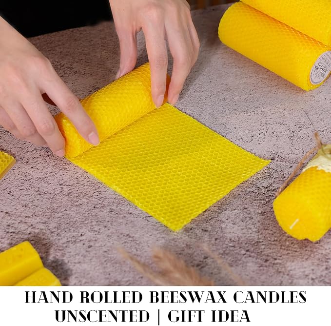 2 Pack Beeswax Pillar Candles, 2x5in Pure Natural Honeycomb Beeswax Candles Bulk, Unscented Bees Wax Candle for Home,Prayer,Dripless Smokeless Organic 100% Pillar Candles