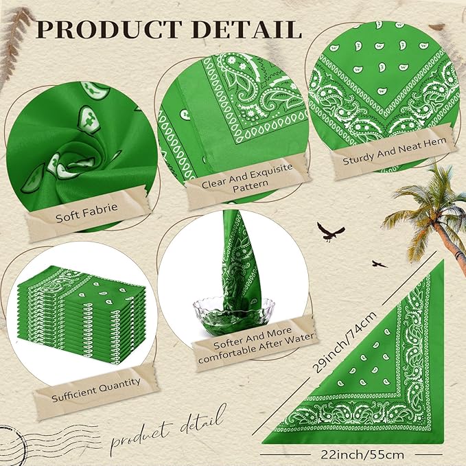 Suhine 12 Pcs Bandanas Bulk 22 x 22 Inch Paisley Headband Cowboy Handkerchief Christmas Thanksgiving Gift for Women Men