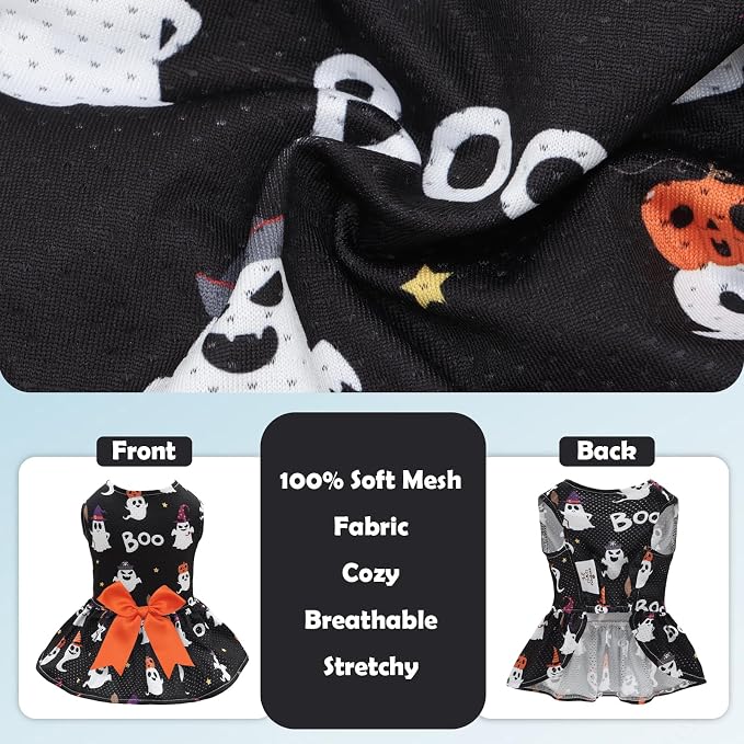 CuteBone Dog Mesh Dress Halloween Puppy Sundress Pet Outfit Summer Fashion for Small Dogs Girl Cat Clothes