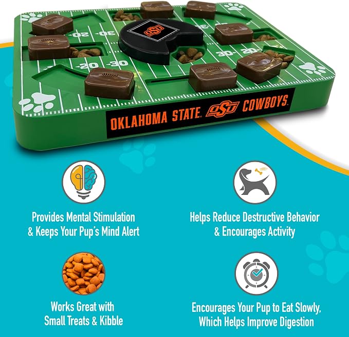 Pets First NCAA Oklahoma State Cowboys Puzzle Toy, Puzzle Treat Dog Toy, Interactive Dog Treat Toy, Dog Puzzle Feeding Slow Toy