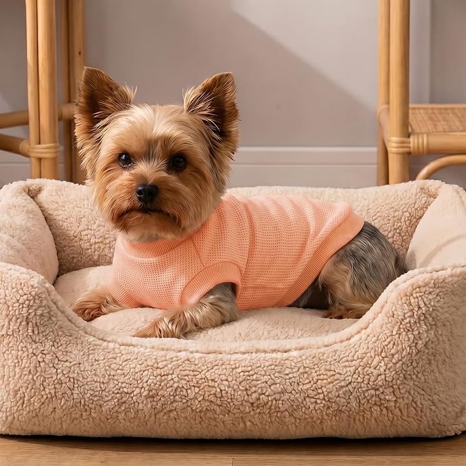 1 Pack Dog Shirt for Small Supplies Functional Waffle Dog Clothes Warm Soft Sweatshirt Outfit for Dogs Cats Pet Apparel