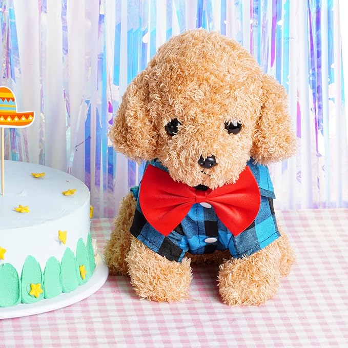 Tongcloud 3 Pack Plaid Puppy Cat Shirt Cute Dog Shirts for Small Dogs and Cats - Birthday Party and Holiday Photo((Red, Blue & White,Small)