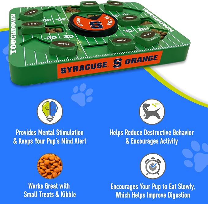 Pets First NCAA Syracuse Large Puzzle Toy, Interactive Treat Toy for Dogs, Slow Feeding Toy, New Large Size