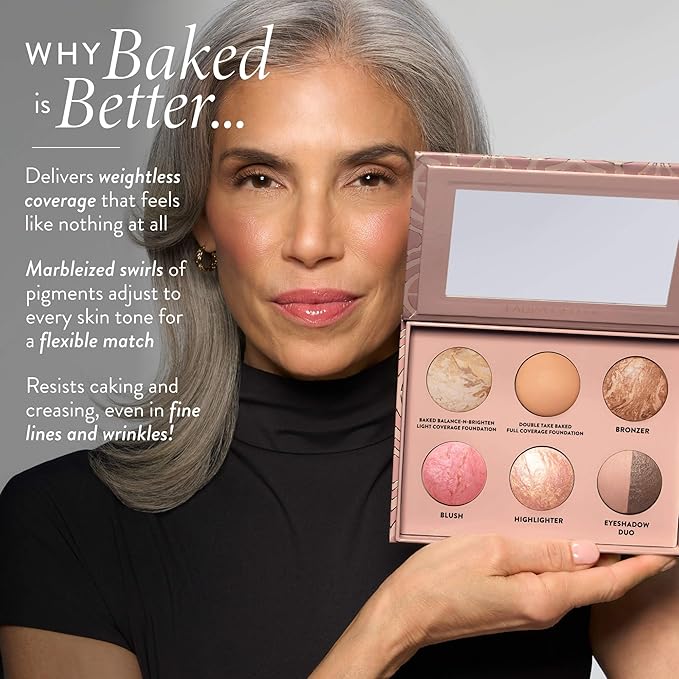 LAURA GELLER Baked Icons Complete Full Face Palette, Light | All-in-One Makeup Palette with Baked Foundations, Blush, Bronzer, Highlighter, Eyeshadows | Coverage for Mature Skin | Travel-Friendly