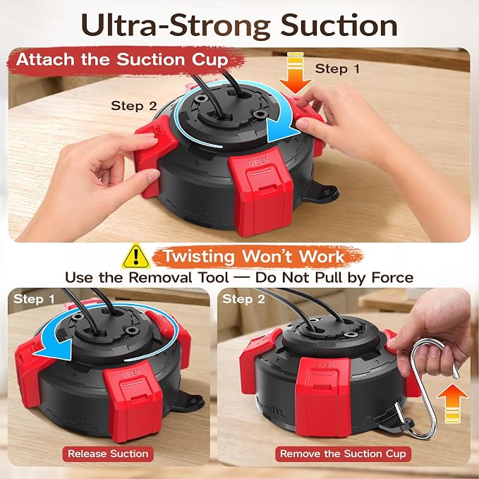 Suction Cup Dog Tug Toy Interactive Puzzle Chew Ball, Tug of War Dog Toys for Small Medium Dogs Red & Black
