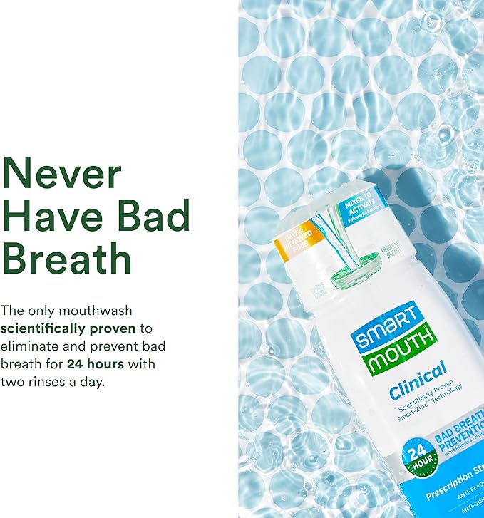 SmartMouth DDS Activated Clinical Mouthwash with Tongue Cleaner - for Fresh Breath - Clinical Strength Mouthwash for Gum Health, Gingivitis & More - Clean Mint Flavor, 16 fl oz