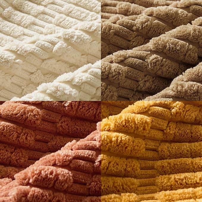MIULEE Pack of 4 Fall Corduroy Decorative Throw Pillow Covers 18x18 Camel | Neutral Rustic Farmhouse Boho Soft Striped Pillow Covers,Home Decor for Sofa,Living Room,Couch,Bed