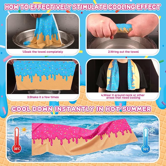 12Pcs Baseball Drip Cooling Towels, Neck Cool Towels Reusable Sweat Wicking Chill Towels Baseball Team Gift,for Baseball Team Summer Party Favors Beach and Camping
