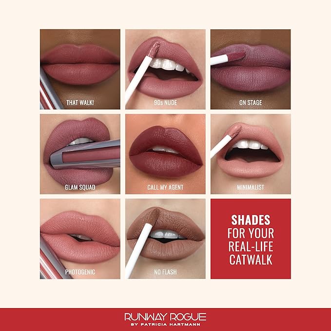 Runway Rogue Velvet Glam Liquid Lipstick, Almost-Matte Soft Nude Lipstick with a Touch of Blush, ‘Minimalist’