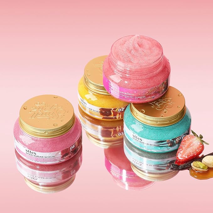 Sttes Smell Rio Shea Sugar Body Scrub 606 (Pressable Strawberry Gummies) – Strawberry Candy Scent Shower Treatment 250g